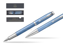 Parker IM Premium Blue CT Fountain Pen + Ballpoint Pen in a Gift Box