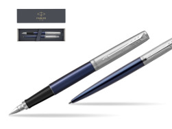 Parker Jotter Royal Blue CT Fountain Pen + Ballpoint Pen in a Gift Box