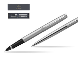 Parker Jotter Stainless Steel Chrome Color Trim  CT Pen Rollerball Pen + Ballpoint Pen in a Gift Box