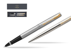 Parker Jotter Stainless Steel Chrome Color Trim  GT Pen Rollerball Pen + Ballpoint Pen in a Gift Box