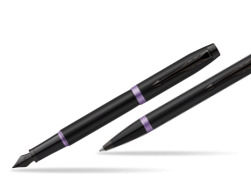 Parker IM VIBRANT RING Amethyst Purple Fountain Pen + Ballpoint Pen in a Gift Box