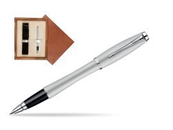 Parker Urban Fashion Fast Track Silver Lacquer CT Rollerball Pen  single wooden box  Mahogany Single Ecru