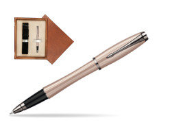 Parker Urban Premium Metallic Pink Lacquer Rollerball Pen  single wooden box  Mahogany Single Ecru