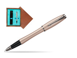 Parker Urban Premium Metallic Pink Lacquer Rollerball Pen  single wooden box  Mahogany Single Turquoise