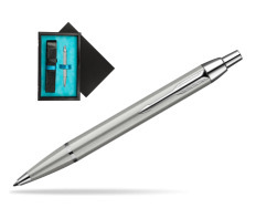 Parker IM Brushed Metal CT Ballpoint Pen  single wooden box  Black Single Turquoise