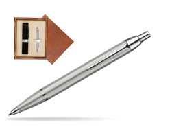 Parker IM Brushed Metal CT Ballpoint Pen  single wooden box  Mahogany Single Ecru