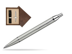 Parker IM Brushed Metal CT Ballpoint Pen  single wooden box  Wenge Single Ecru