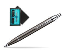 Parker IM Gun Metal CT Ballpoint Pen  single wooden box  Black Single Turquoise