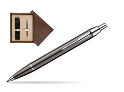 Parker IM Gun Metal CT Ballpoint Pen  single wooden box  Wenge Single Ecru
