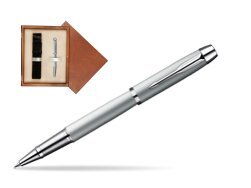 Parker IM Silver CT Rollerball Pen  single wooden box  Mahogany Single Ecru
