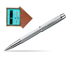 Parker IM Silver CT Rollerball Pen  single wooden box  Mahogany Single Turquoise