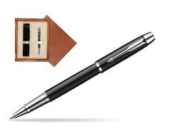 Parker IM Black Lacquer CT Rollerball Pen  single wooden box  Mahogany Single Ecru
