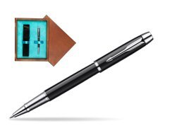 Parker IM Black Lacquer CT Rollerball Pen  single wooden box  Mahogany Single Turquoise