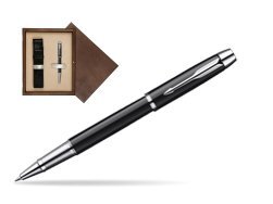 Parker IM Black Lacquer CT Rollerball Pen  single wooden box  Wenge Single Ecru
