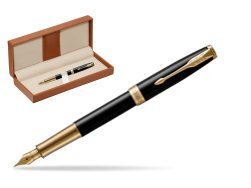 Parker Sonnet Premium Black Lacquer GT Fountain Pen  in classic box brown