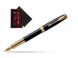 Parker Sonnet Premium Black Lacquer GT Fountain Pen  single wooden box  Black Single Maroon