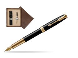 Parker Sonnet Premium Black Lacquer GT Fountain Pen  single wooden box  Wenge Single Ecru