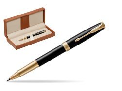 Parker Sonnet Premium Black Lacquer GT Rollerball Pen  in classic box brown
