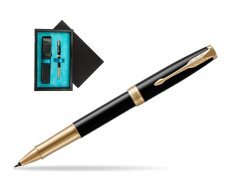 Parker Sonnet Premium Black Lacquer GT Rollerball Pen  single wooden box  Black Single Turquoise