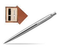 Parker Jotter Stainless Steel Chrome Colour Trim Mechanical Pencil  single wooden box  Mahogany Single Ecru