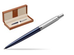 Parker Jotter Royal Blue Chrome Colour Trim Ballpoint Pen  in classic box brown