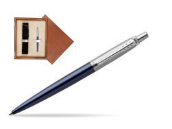 Parker Jotter Royal Blue Chrome Colour Trim Ballpoint Pen  single wooden box  Mahogany Single Ecru