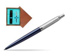 Parker Jotter Royal Blue Chrome Colour Trim Ballpoint Pen  single wooden box  Mahogany Single Turquoise
