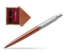 Parker Jotter Chelsea Orange Chrome Colour Trim Ballpoint Pen  single wooden box Mahogany Single Maroon