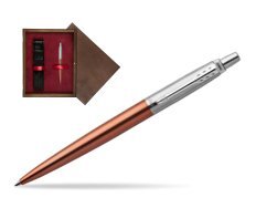 Parker Jotter Chelsea Orange Chrome Colour Trim Ballpoint Pen  single wooden box  Wenge Single Maroon