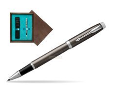 Parker IM Dark Espresso Lacque CT Rollerball Pen  single wooden box  Wenge Single Turquoise