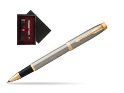 Parker IM Brushed Metal GT Rollerball Pen  single wooden box  Black Single Maroon