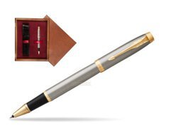Parker IM Brushed Metal GT Rollerball Pen  single wooden box Mahogany Single Maroon