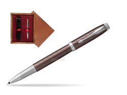 Parker IM Premium Brown CT Rollerball Pen  single wooden box Mahogany Single Maroon