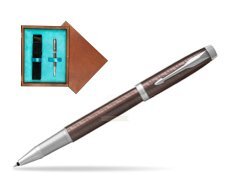 Parker IM Premium Brown CT Rollerball Pen  single wooden box  Mahogany Single Turquoise