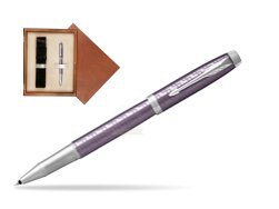 Parker IM Premium Dark Violet CT Rollerball Pen  single wooden box  Mahogany Single Ecru