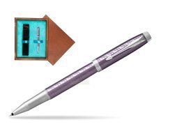Parker IM Premium Dark Violet CT Rollerball Pen  single wooden box  Mahogany Single Turquoise