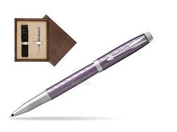 Parker IM Premium Dark Violet CT Rollerball Pen  single wooden box  Wenge Single Ecru