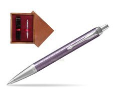 Parker IM Premium Dark Violet CT Ballpoint Pen  single wooden box Mahogany Single Maroon