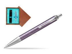 Parker IM Premium Dark Violet CT Ballpoint Pen  single wooden box  Mahogany Single Turquoise