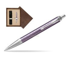 Parker IM Premium Dark Violet CT Ballpoint Pen  single wooden box  Wenge Single Ecru