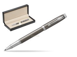 Parker IM Premium Dark Espresso Chiselled CT Rollerball Pen  in classic box  pure black