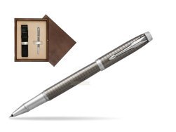 Parker IM Premium Dark Espresso Chiselled CT Rollerball Pen  single wooden box  Wenge Single Ecru