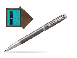 Parker IM Premium Dark Espresso Chiselled CT Rollerball Pen  single wooden box  Wenge Single Turquoise