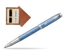 Parker IM Premium Blue CT Rollerball Pen  single wooden box  Mahogany Single Ecru