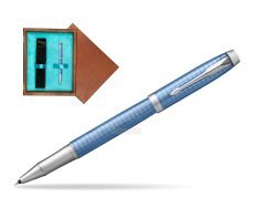 Parker IM Premium Blue CT Rollerball Pen  single wooden box  Mahogany Single Turquoise