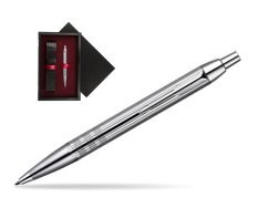 Parker IM Premium Shiny Chrome Metal Chiselled CT Ballpoint Pen  single wooden box  Black Single Maroon