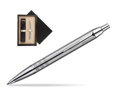 Parker IM Premium Shiny Chrome Metal Chiselled CT Ballpoint Pen  single wooden box Black Single Ecru