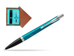 Parker Urban Vibrant Blue CT Ballpoint Pen  single wooden box  Mahogany Single Turquoise