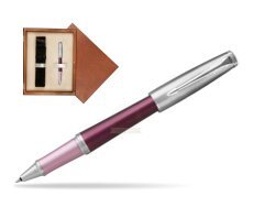 Parker Urban Premium Dark Purple CT Rollerball Pen  single wooden box  Mahogany Single Ecru
