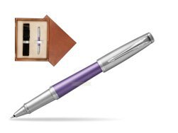 Parker Urban Premium Violet CT Rollerball Pen  single wooden box  Mahogany Single Ecru
